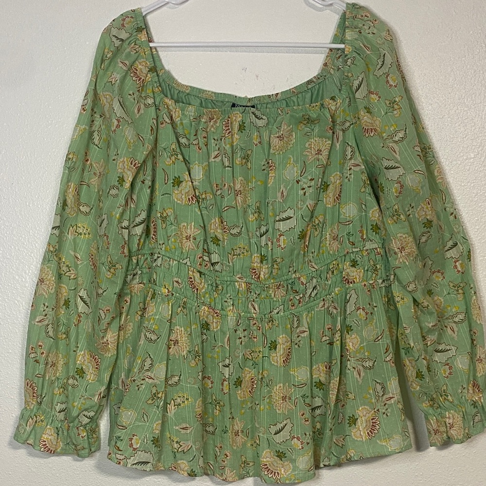 Torrid Mint Floral Peplum Blouse Size 2X - Picture 6 of 15